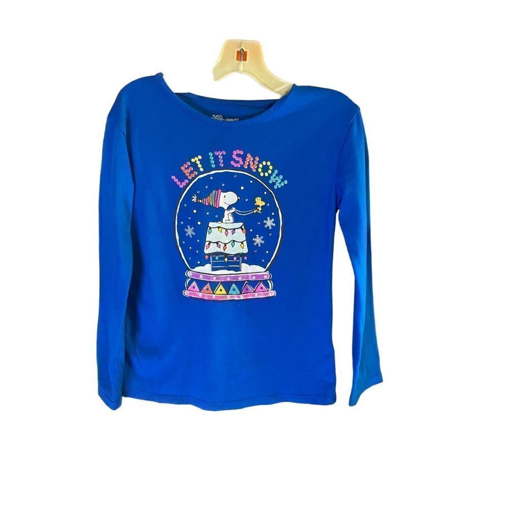 Peanuts snoopy & granimals girls, Christmas, long sleeve blue shirt, size 6 